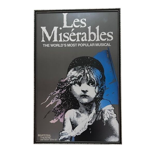 Vintage Les Miserables Wall Art Poster Decor Framed Broadway Musical Collectible - Picture 2 of 5